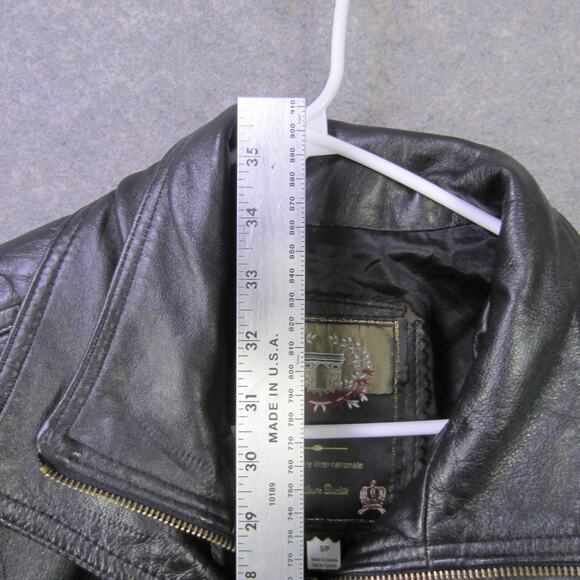 Laurence Roy Leather Jacket Mens Small Black Long Car Coat Snap Zip Pockets - Picture 3 of 9